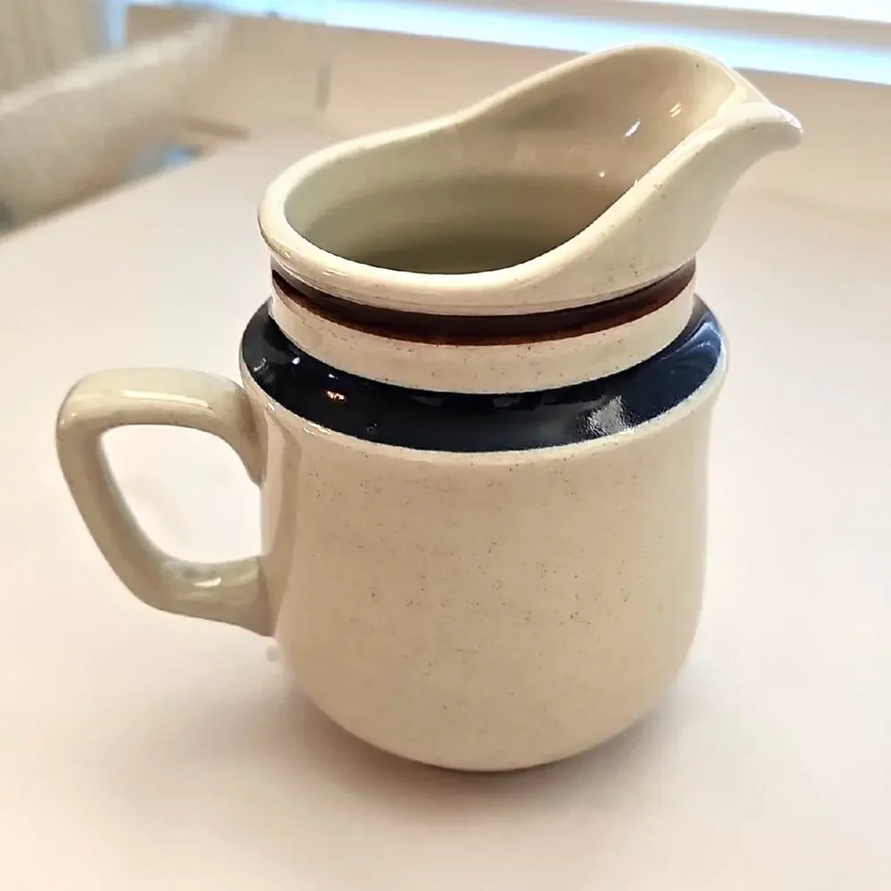 Chateau 1980's Japan Hand Painted Stoneware Kitchen Set w/Navy and Brown Accents